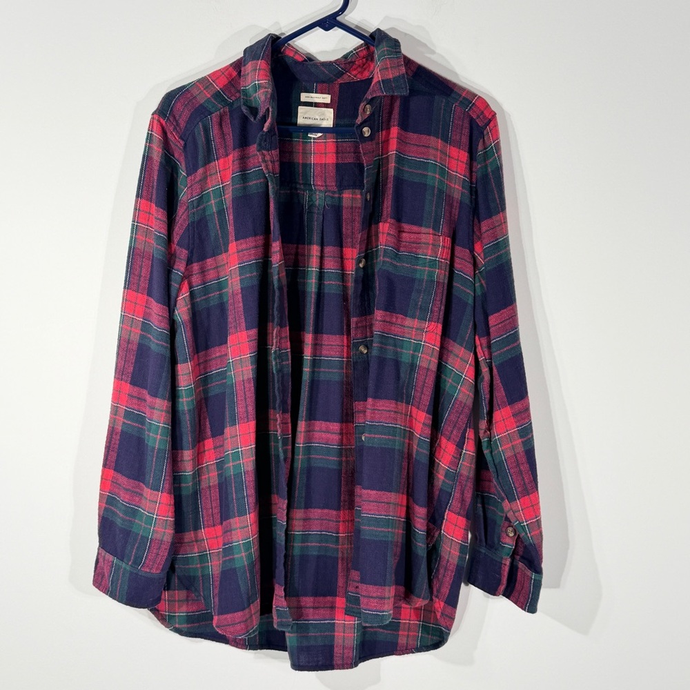 American Eagle Outfitters Navy and Red Checkered Shirt
